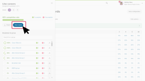 Educator account in Xello. The Learning Styles quiz task side panel is open. The cursor is clicking View report.